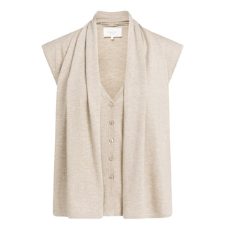 Sleeveless Cardigan with double layer in Pure Cashmere