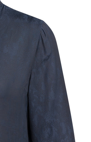 Longsleeve Top with Ruffles in Black Cat Dessin