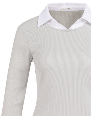 Faux Double Layer Top with Blouse in Grey Blue