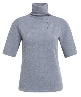 Soft Brushed Top with Buttons in Arctic Seal Gray Melange