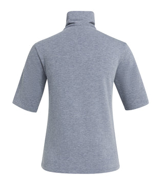 Soft Brushed Top with Buttons in Arctic Seal Gray Melange