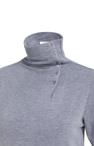 Soft Brushed Top with Buttons in Arctic Seal Gray Melange