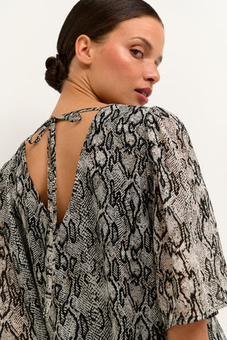 Carmen Slip Dress In Feather Gray Snake Print