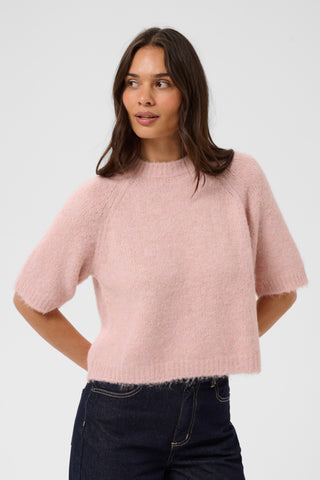 Emile Cropped Knit Pullover in Pale Mauve