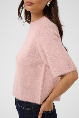 Emile Cropped Knit Pullover in Pale Mauve