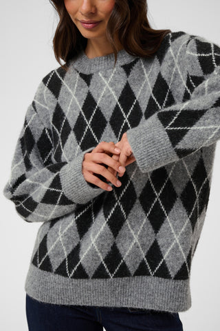 Simone Knit Pullover in Black, White & Grey