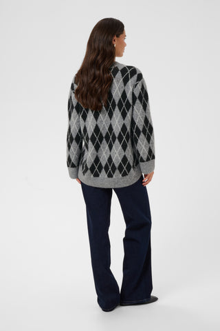Simone Knit Pullover in Black, White & Grey