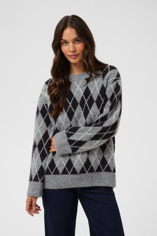 Simone Knit Pullover in Black, White & Grey