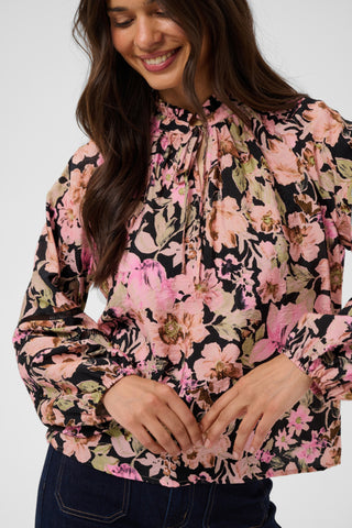 Patrice Blouse in Pink Flower Print