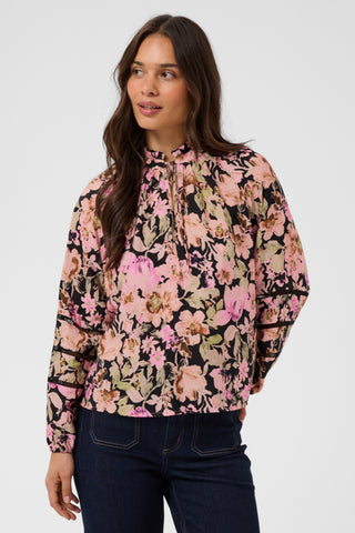 Patrice Blouse in Pink Flower Print
