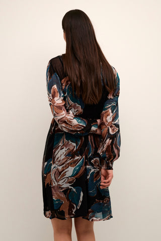 Jasmina Short Dress in Aqural Print Black