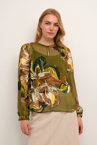 Jasmina Blouse in Green Floral Print
