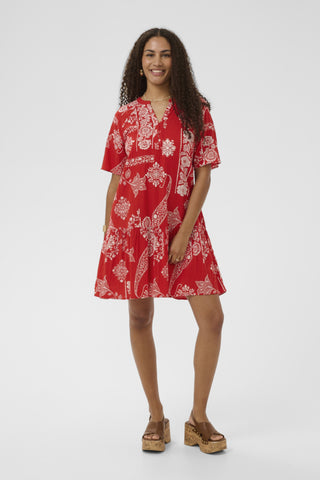 Gianna Short Dress in Red Print