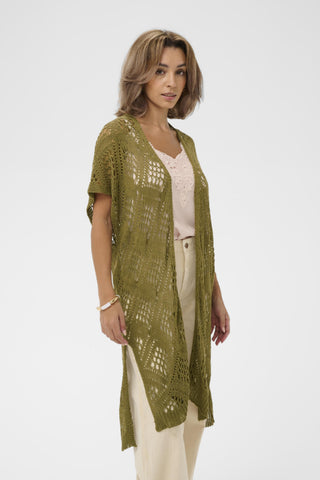 Yda Long Vest in Gothic Olive