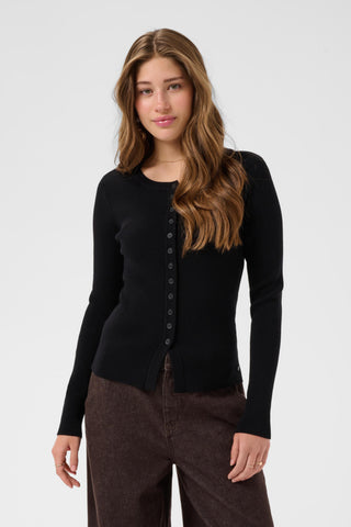 Dela Knit Cardigan in Pitch Black