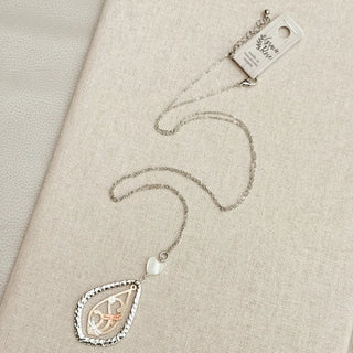 Dragonfly Mother of Pearl Teardrop Pendant Necklace