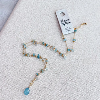 Light Blue Agate & Chalcedony Drop Necklace (Soft Blue Gem)
