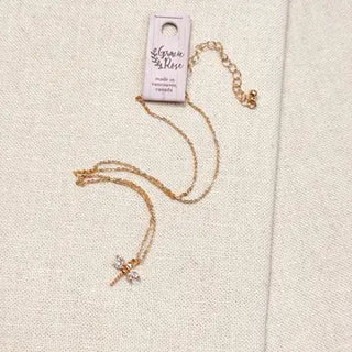 Cz Mini Dragonfly Charm Necklace