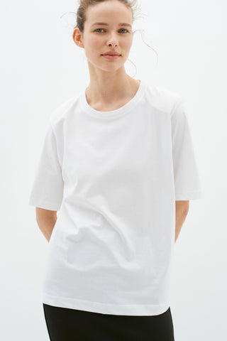 Payana Shoulder Pad T-Shirt in Pure White