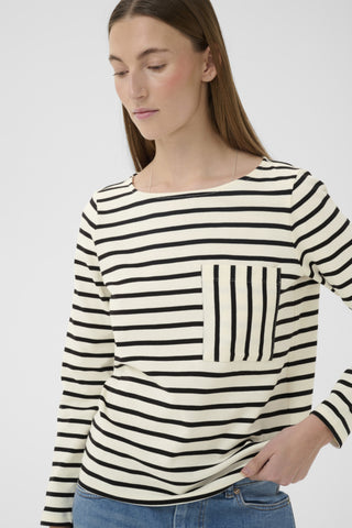 Della T-Shirt in Whisper White & Black Stripe