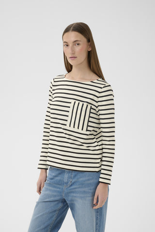 Della T-Shirt in Whisper White & Black Stripe