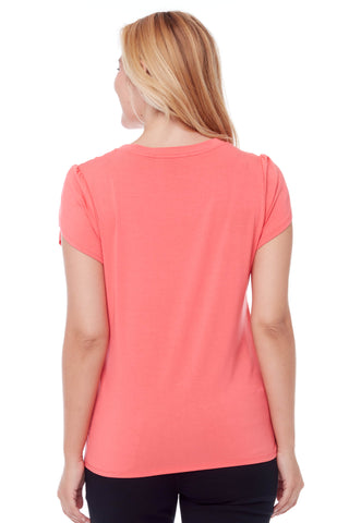Petal Short Sleeve Top in Flamingo