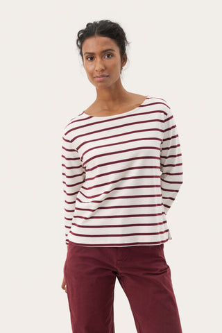 Nela T-Shirt in Tawny Port Stripe
