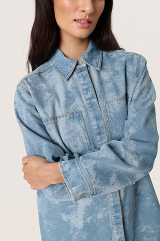 Altea Dress in Fuzzy Blue Denim