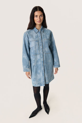 Altea Dress in Fuzzy Blue Denim