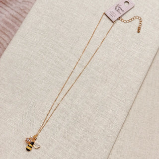 Bumblebee & Pearl Charm Necklace
