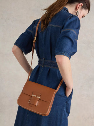 Evie Leather Satchel in Mid Tan