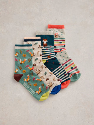 Woodland Animals Socks - 4 Pack