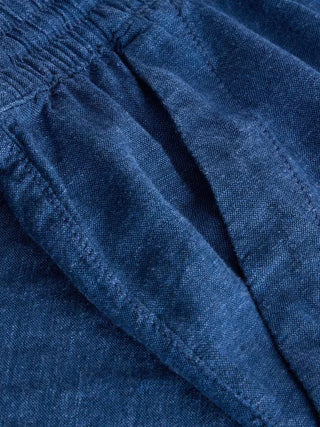 Elle Linen Blend Trouser in Chambray Blue