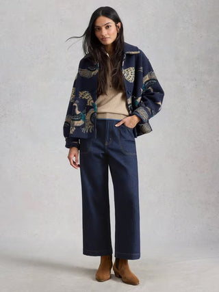 Tia Wide Leg Crop Jeans in Dark Denim