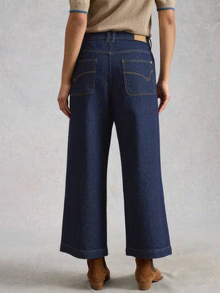 Tia Wide Leg Crop Jeans in Dark Denim