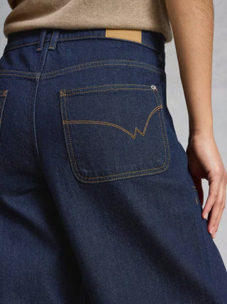 Tia Wide Leg Crop Jeans in Dark Denim