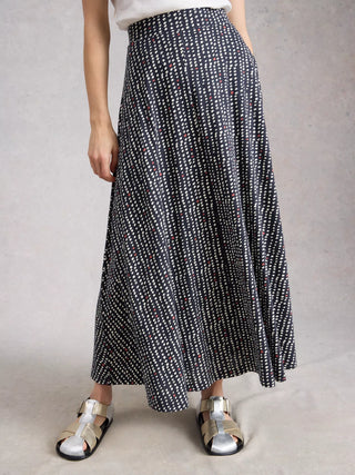 Jada Jersey Maxi Skirt in Navy Multi