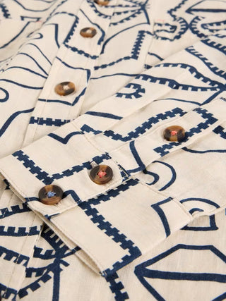 Lydia Linen Shirt in Ivory Print