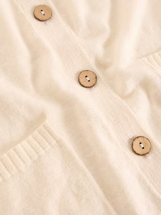 Nova Linen Blend Cardi in Natural White
