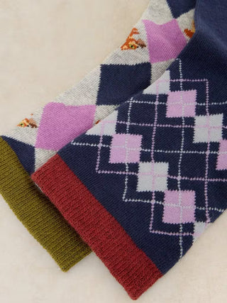 2PK Argyle Squirrel Socks