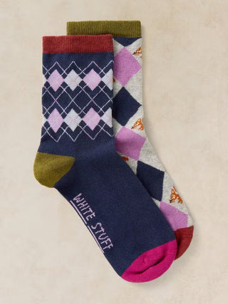 2PK Argyle Squirrel Socks