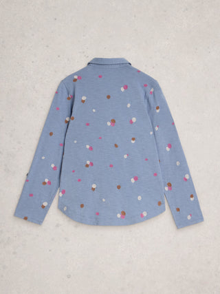Annie Jersey Embroidered Shirt in Blue Multi