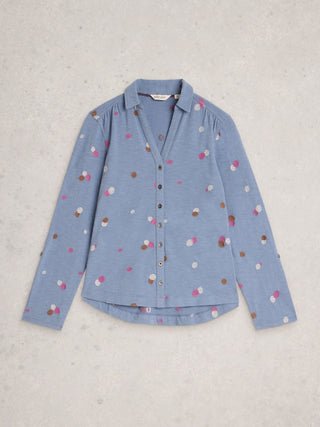Annie Jersey Embroidered Shirt in Blue Multi
