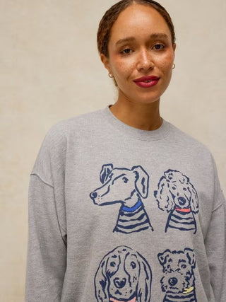 Cleo Longline Graphic Sweatshirt in Grey Marl