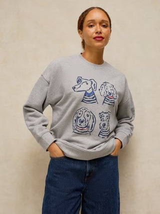 Cleo Longline Graphic Sweatshirt in Grey Marl