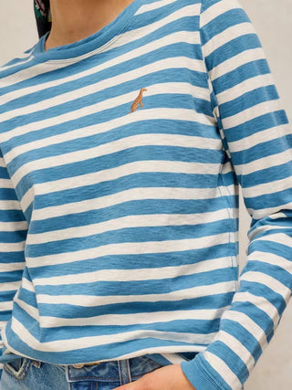 Clara Stripe Embroidered Tee in Ivory Multi