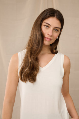 Poppy V-Neck Tank Top in Spring Gardenia