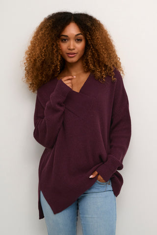 Olivia V-Neck Pullover in Winetasting