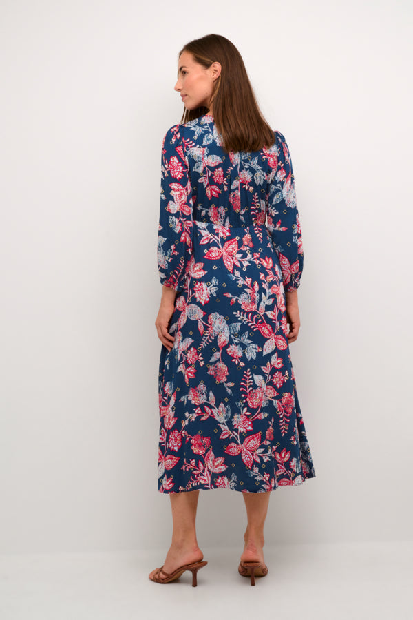 Pia Long Dress in Blue Graphic Foil