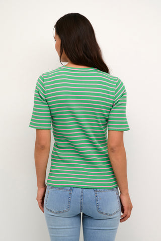 Dolly T-Shirt in Green & Pink Stripe